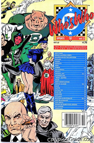 Who's Who Update '87 #3 $1.75 Canadian Price Variant Comic Book Picture